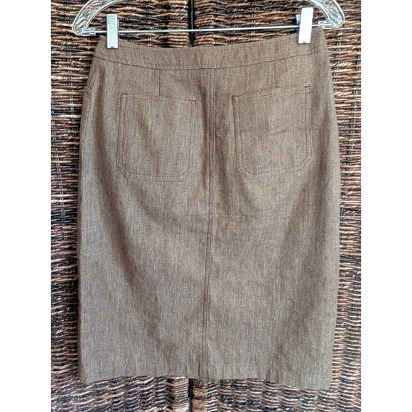 Max Mara Weekend Flax Linen Knee Length Pencil Skirt Women's 6 Brown Academia - Picture 2 of 7